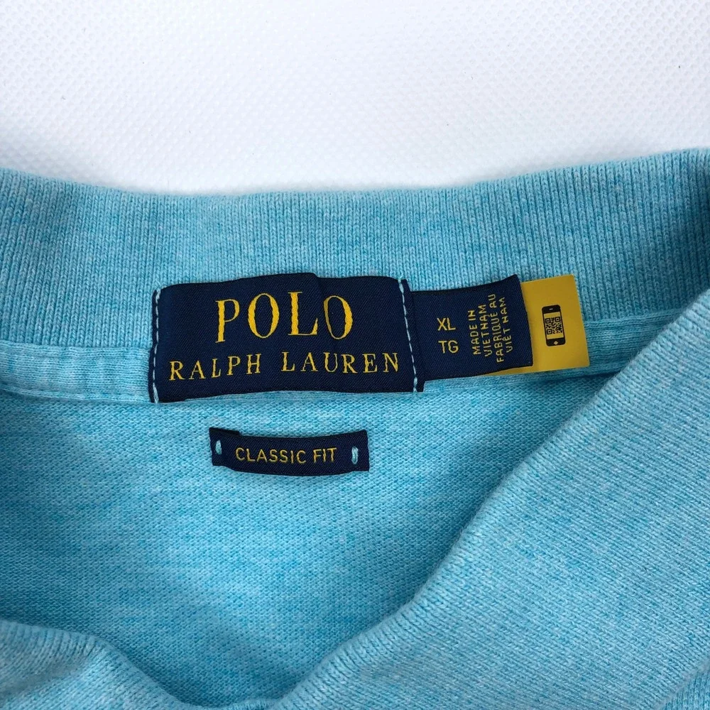 Polo Ralph Lauren Mens XL Classic Fit Short Sleeve Polo Shirt Light Blue